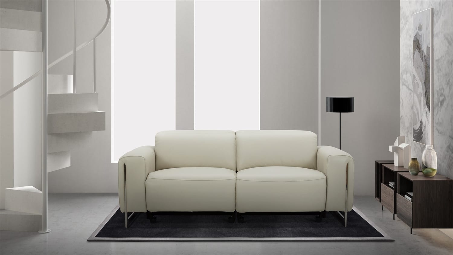 Hudson Leather Sofa w/2 Power Recliners & Power Headrests