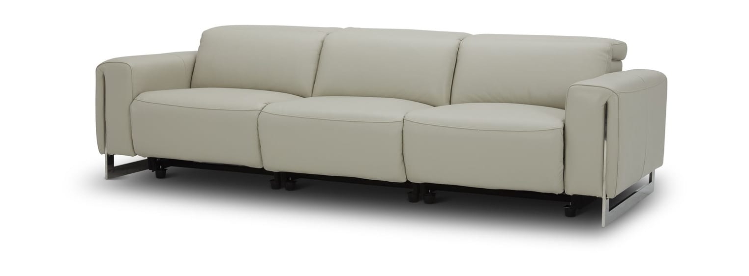 Hudson Leather Extended Sofa w/3 Power Recliners & Power Headrests