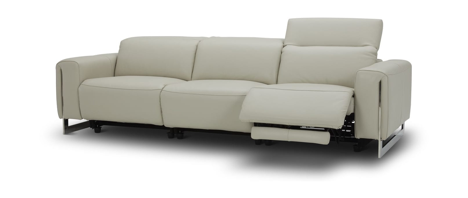 Hudson Leather Extended Sofa w/3 Power Recliners & Power Headrests