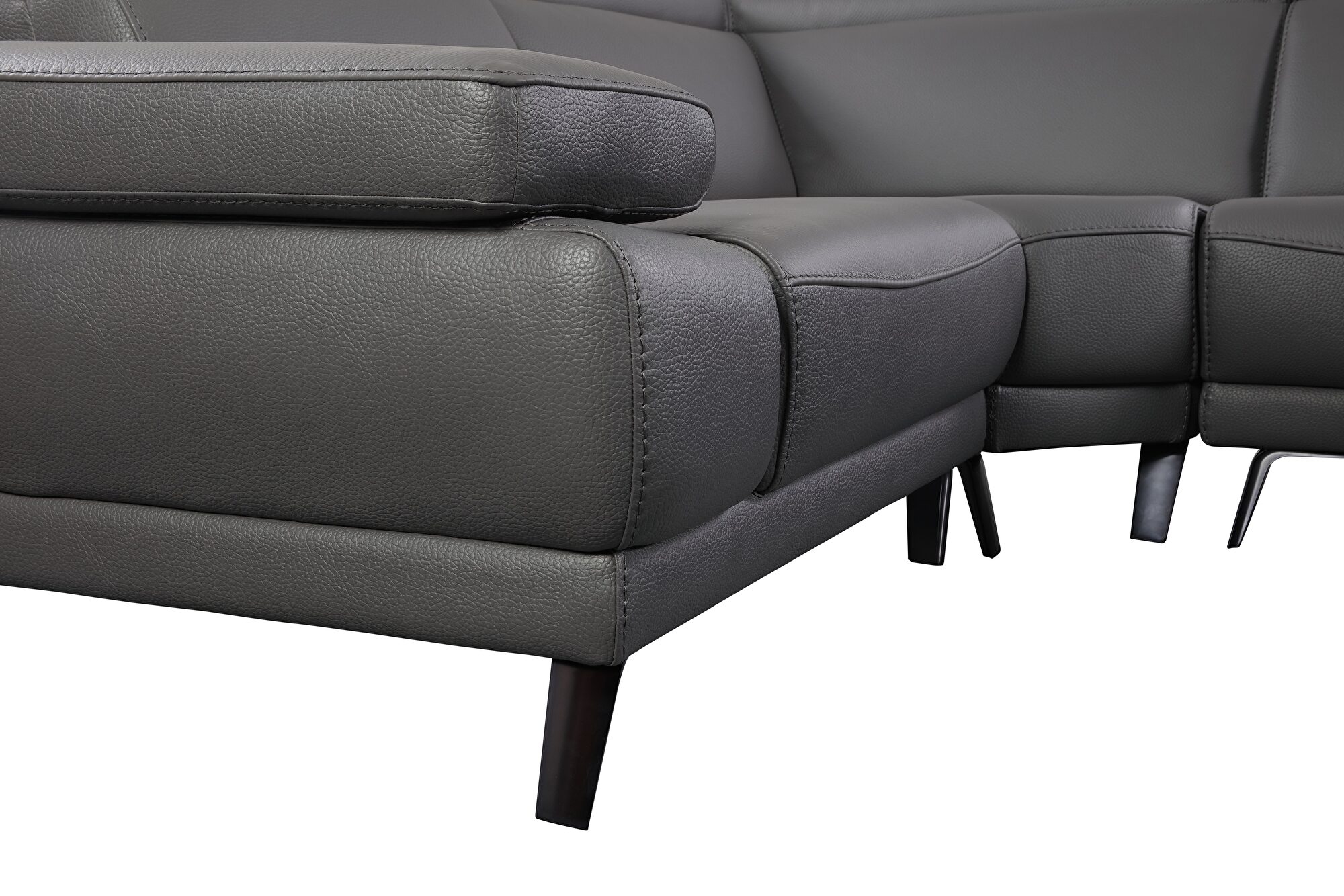 Mercer Sectional Sofa Adobe Gray Leather by Beverly Hills