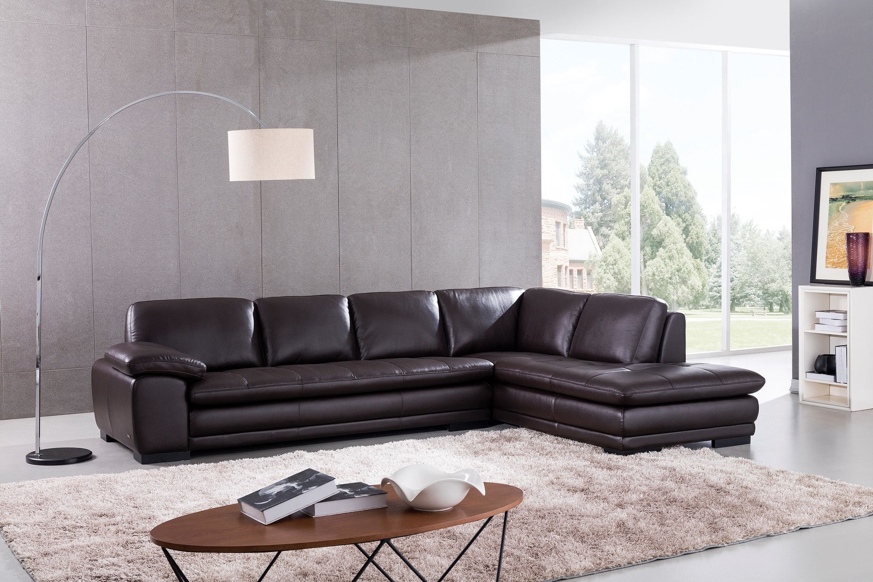 ML157 Top Grain Leather Match L-Shape Sectional, Right Chaise Facing