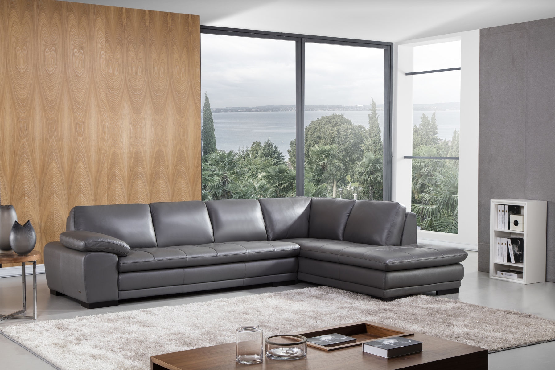 ML157 Top Grain Leather Match L-Shape Sectional, Right Chaise Facing