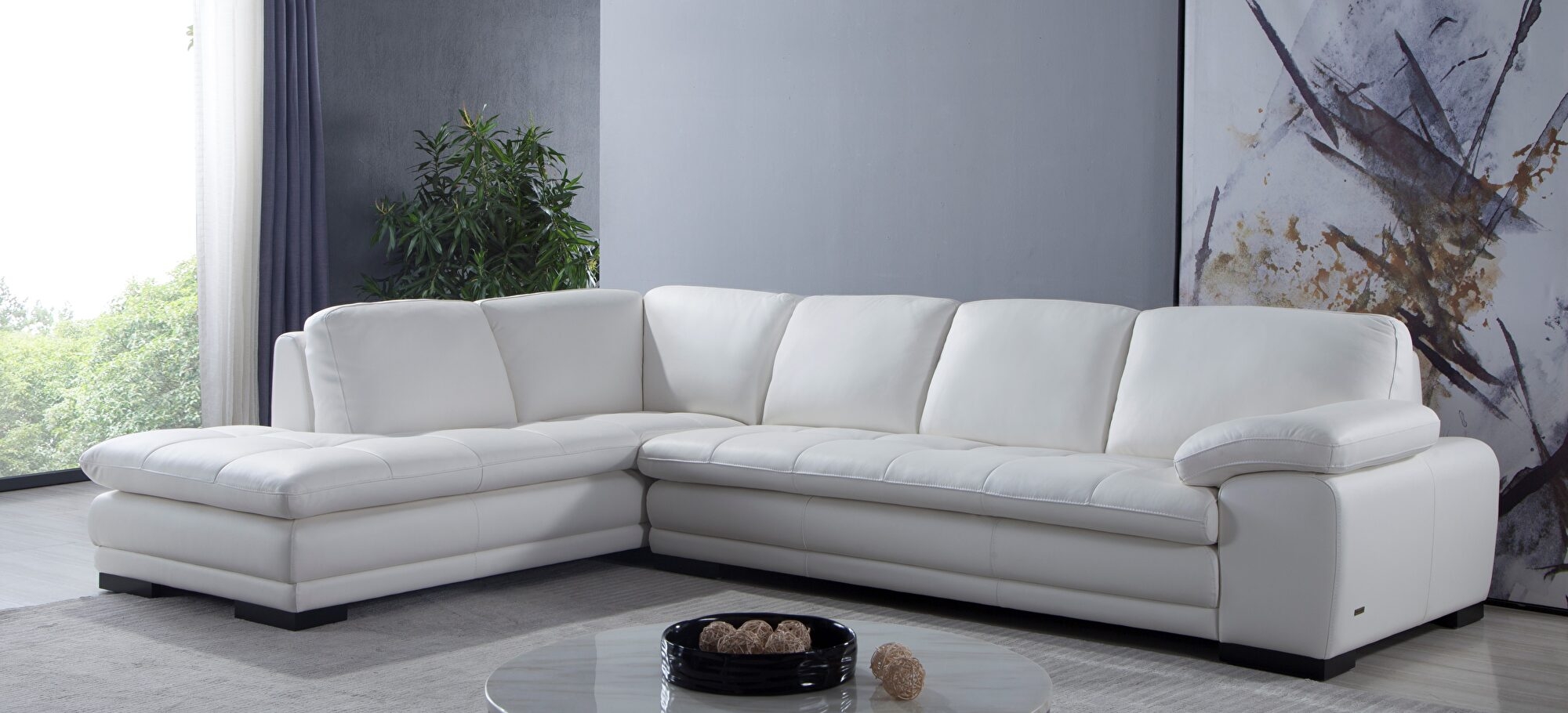 ML157 Top Grain Leather Match L-Shape Sectional, Left Chaise Facing