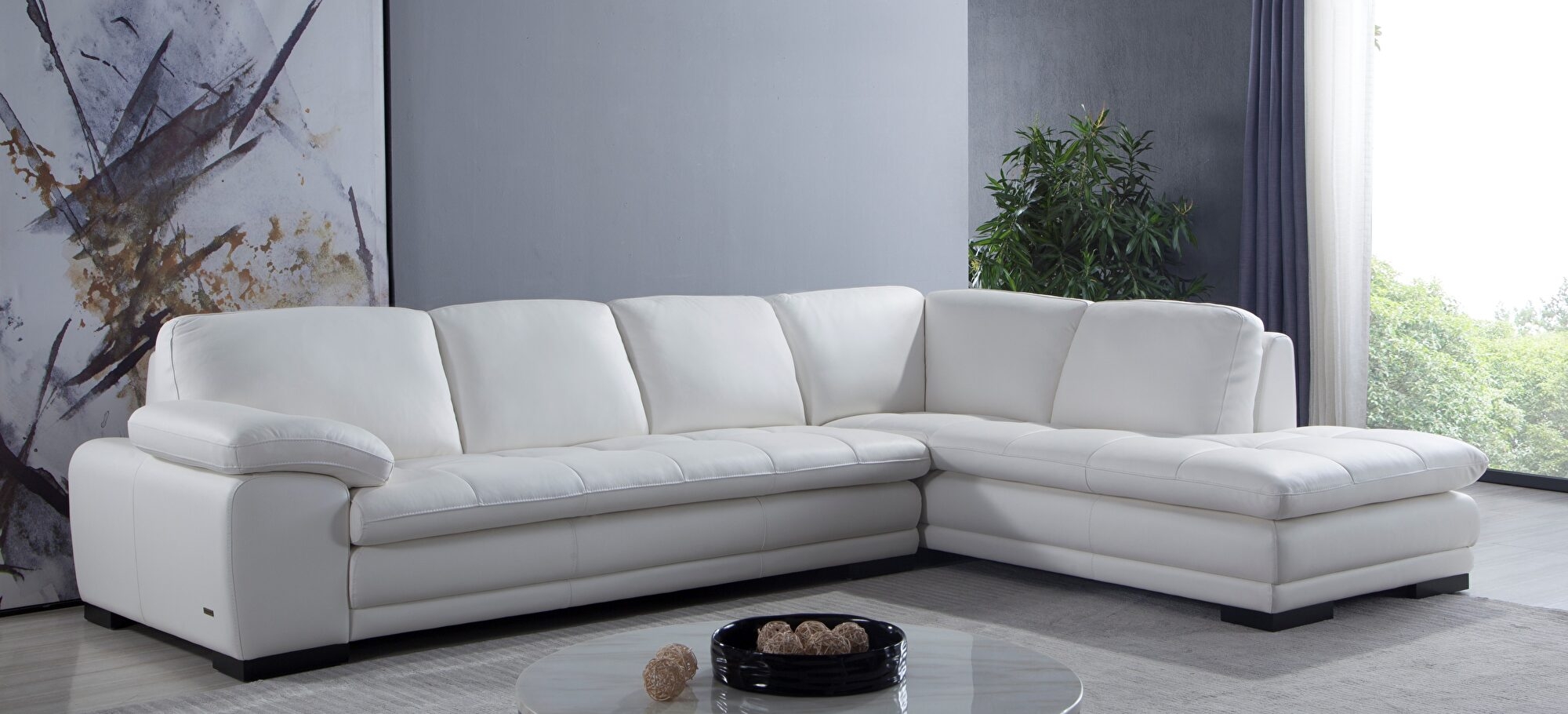 ML157 Top Grain Leather Match L-Shape Sectional, Right Chaise Facing