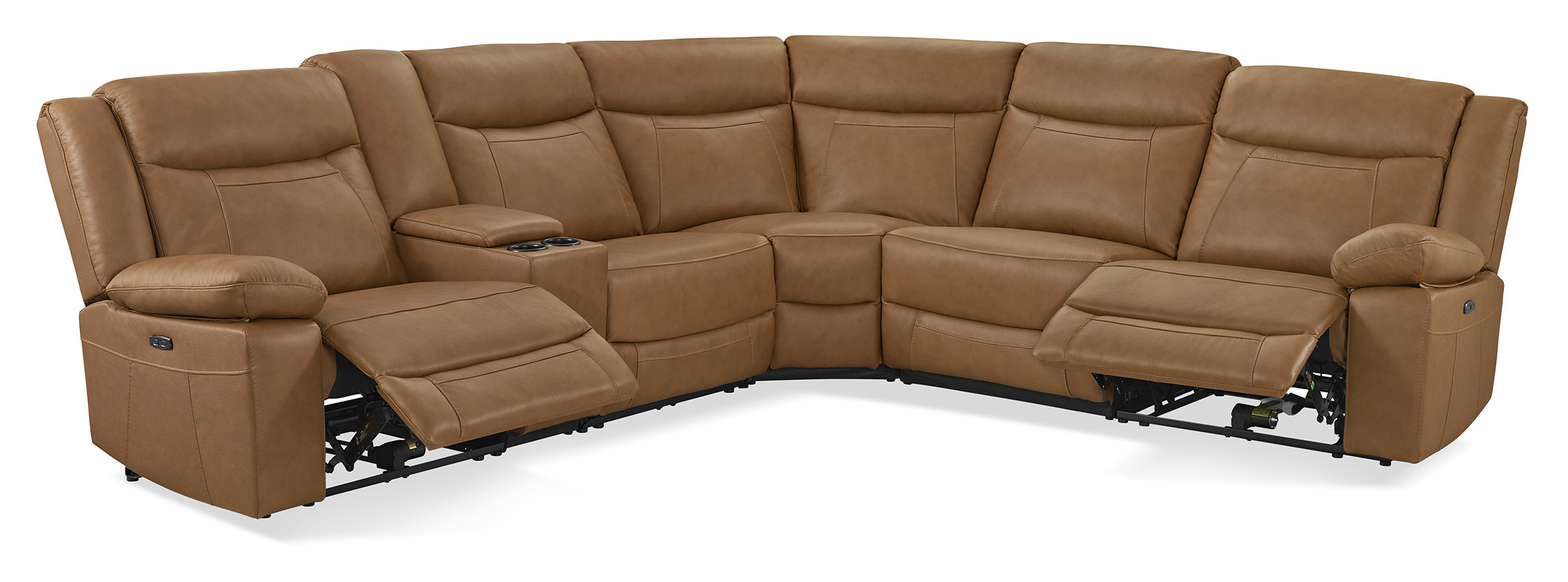 Wyatt L-Shaped Leather/PVC 6-Piece Power Reclining Sectional with Console