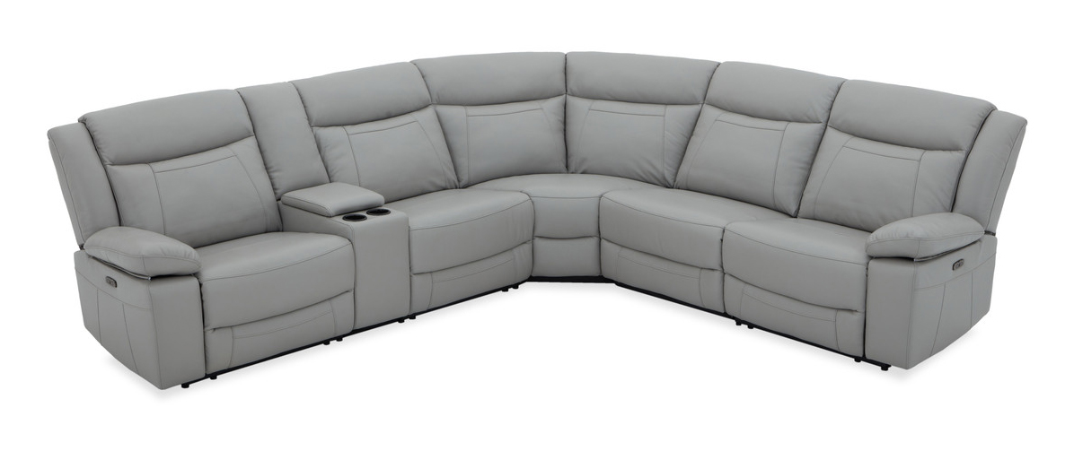 Wyatt L-Shaped Leather/PVC 6-Piece Power Reclining Modular Sectional