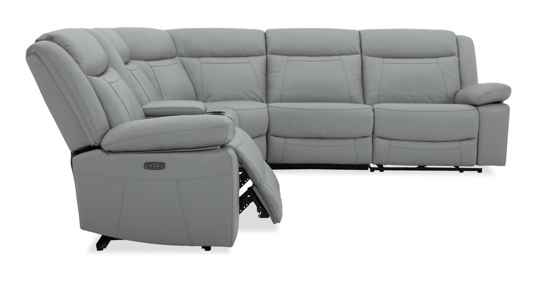 Wyatt L-Shaped Leather/PVC 6-Piece Power Reclining Modular Sectional