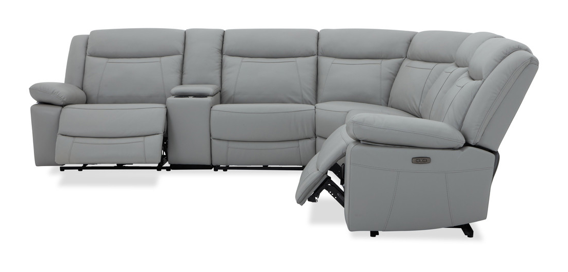 Wyatt L-Shaped Leather/PVC 6-Piece Power Reclining Sectional with Console