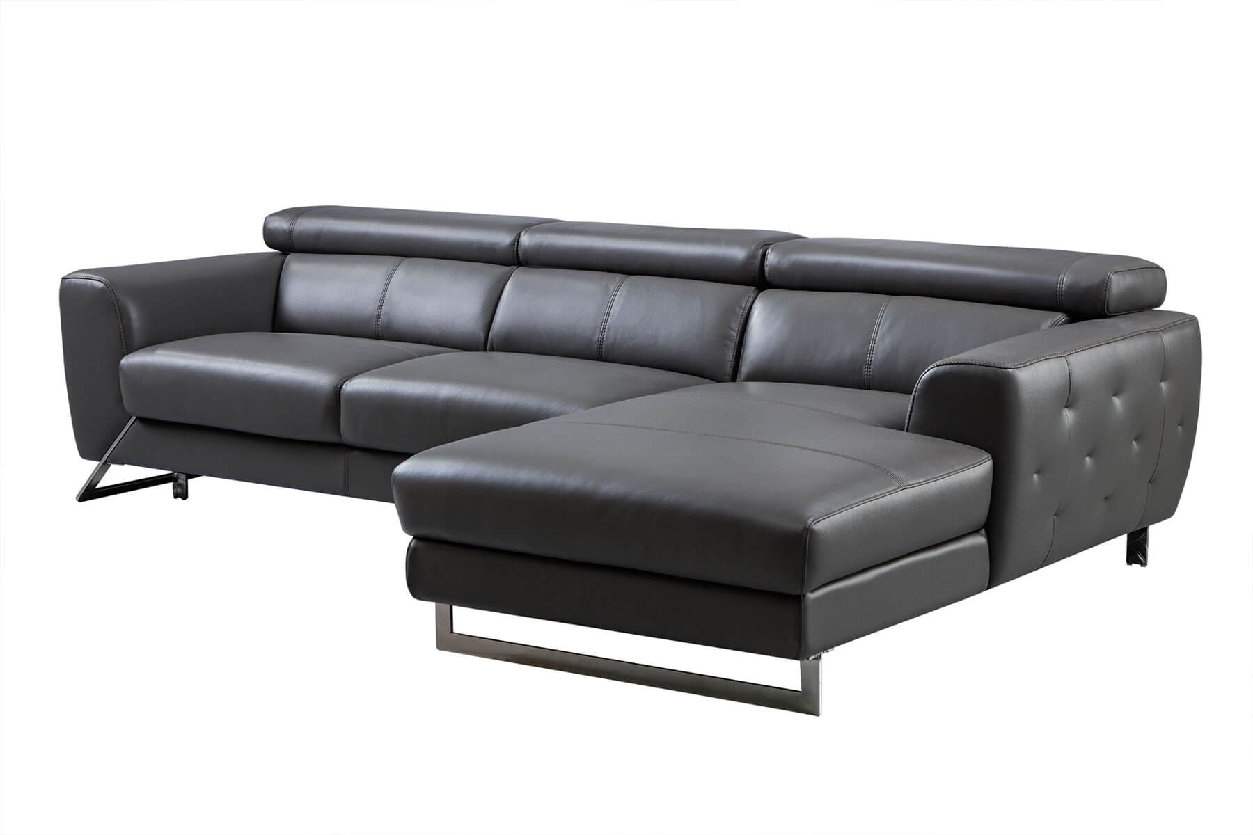 S266 Leather Match Sectional Sofa, Right Arm Chaise Facing