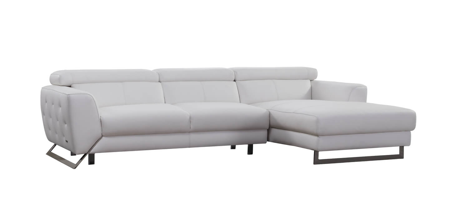 S266 Leather/Metal Match Sectional Sofa
