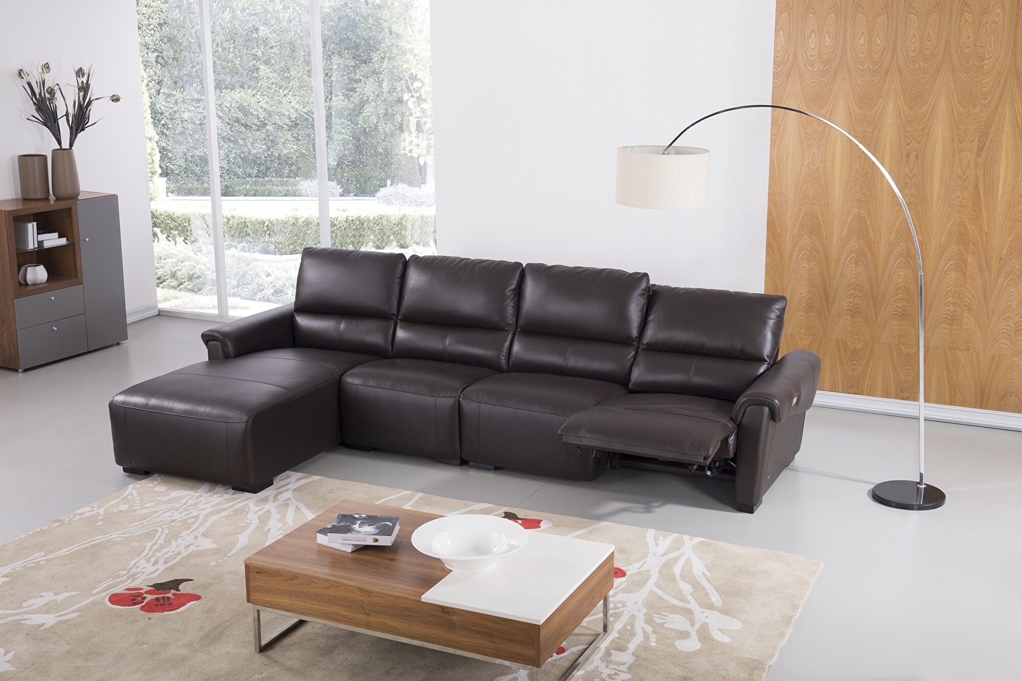 S275 Leather Match Sectional Sofa w/Electric Recliners, Left Arm Chaise Facing