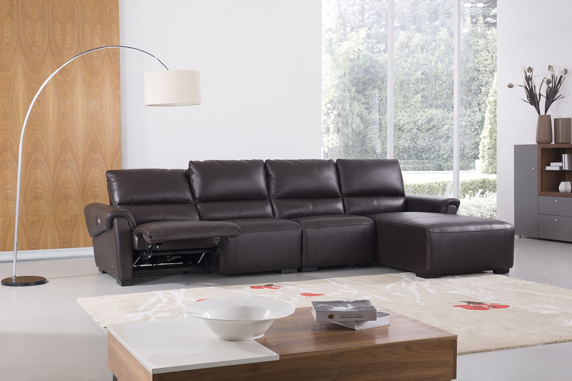 S275 Leather Match Sectional Sofa w/Electric Recliners