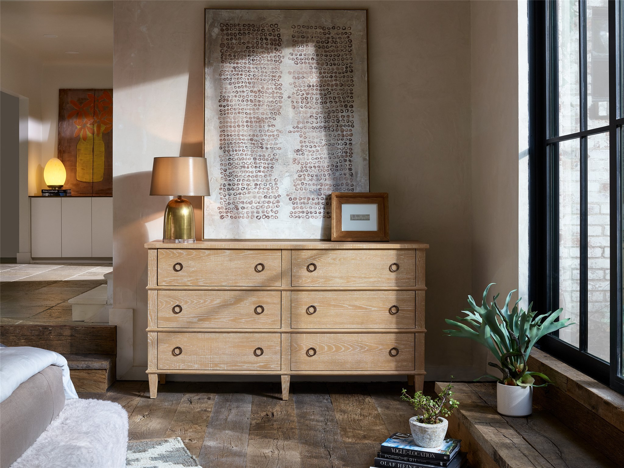 Wood Double Dresser w/6 Drawers
