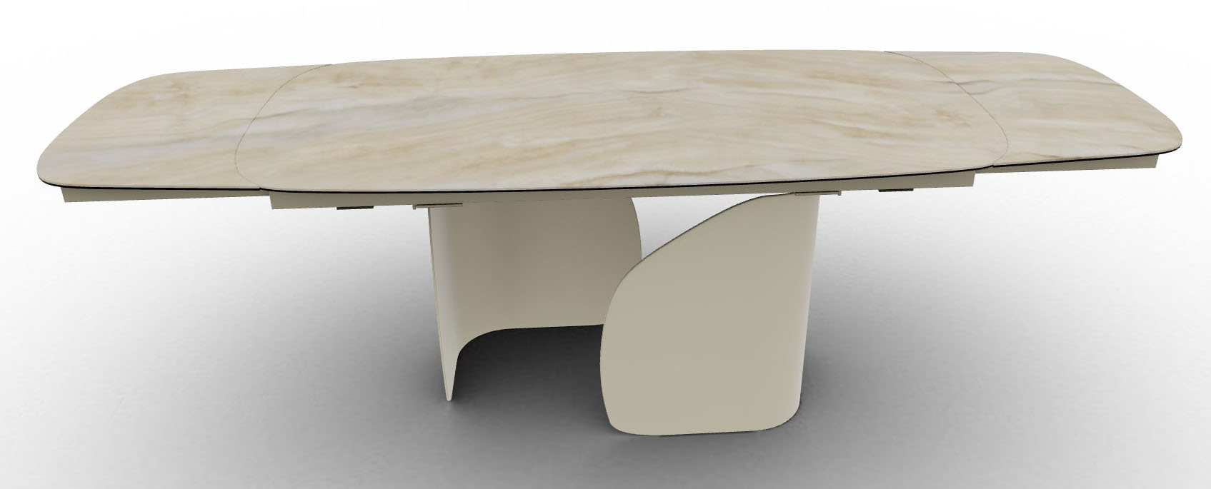 Twins W64.9"-79.9"-94.8" Ceramic/Metal Customizable Extendable Elliptical Dining Table