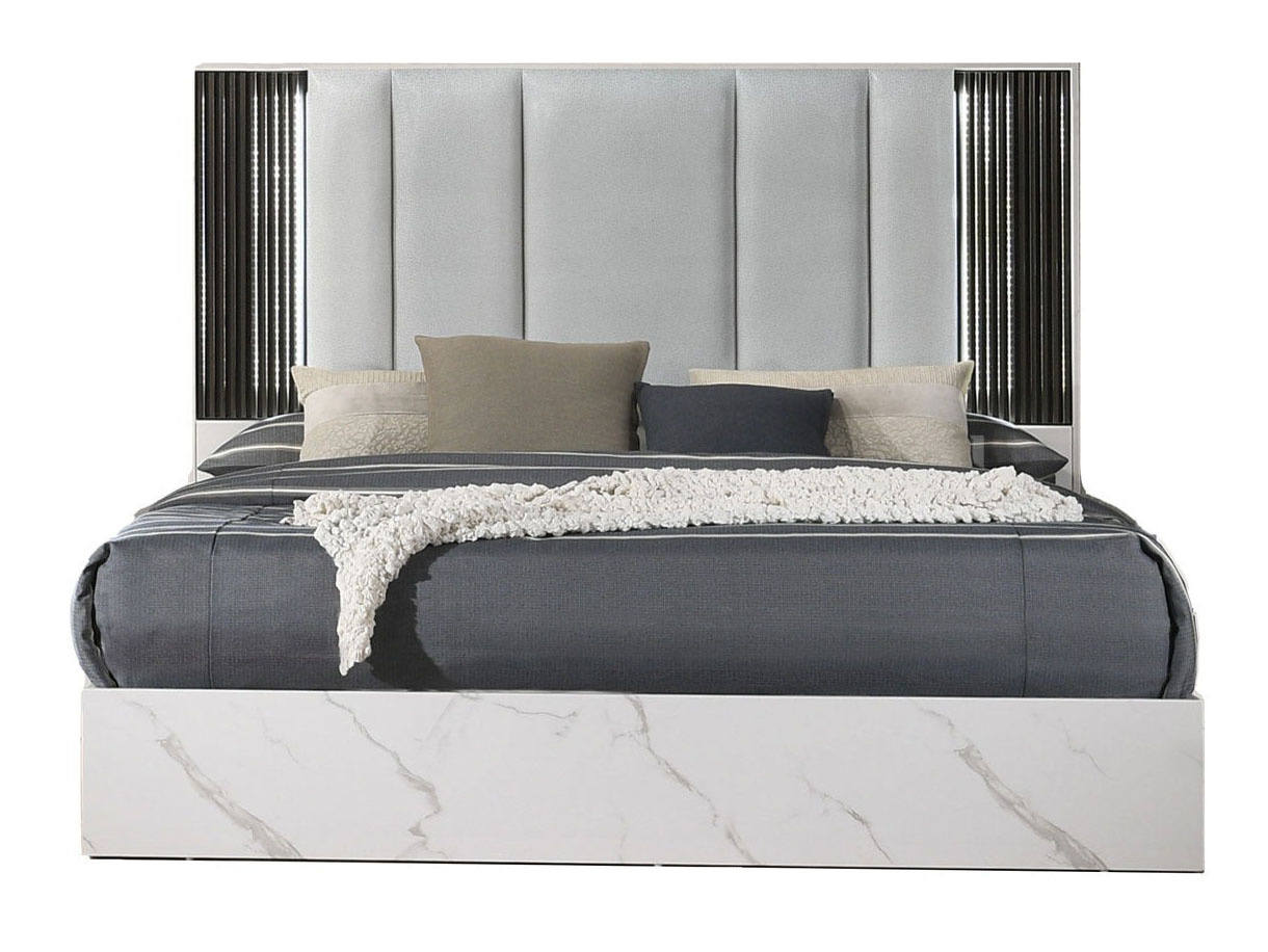 Bianca Leatherette Bedroom Set w/LED