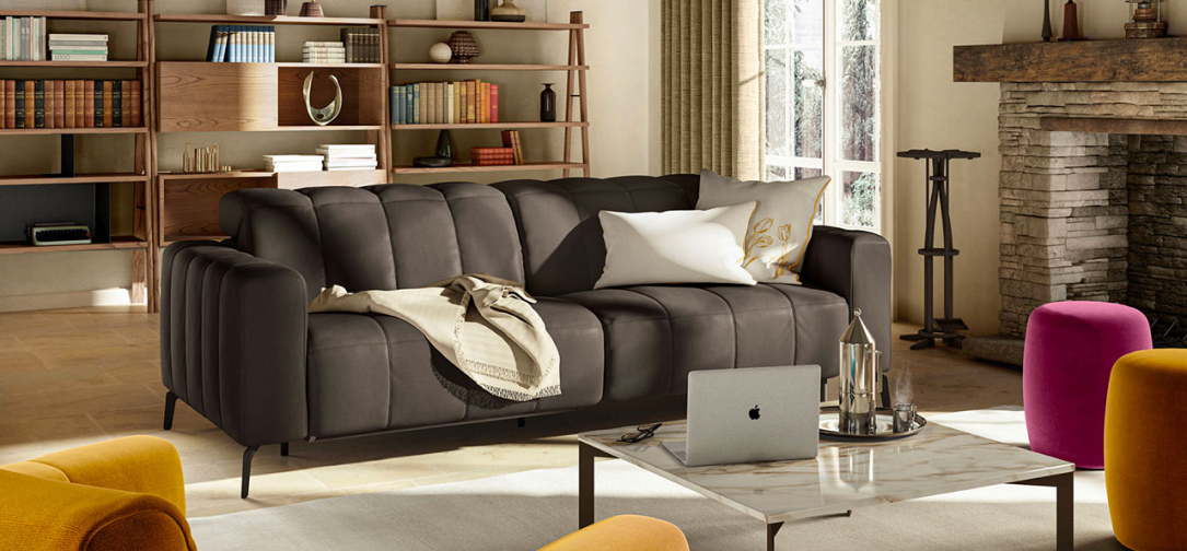 Portento Fabric/Leather Loveseat
