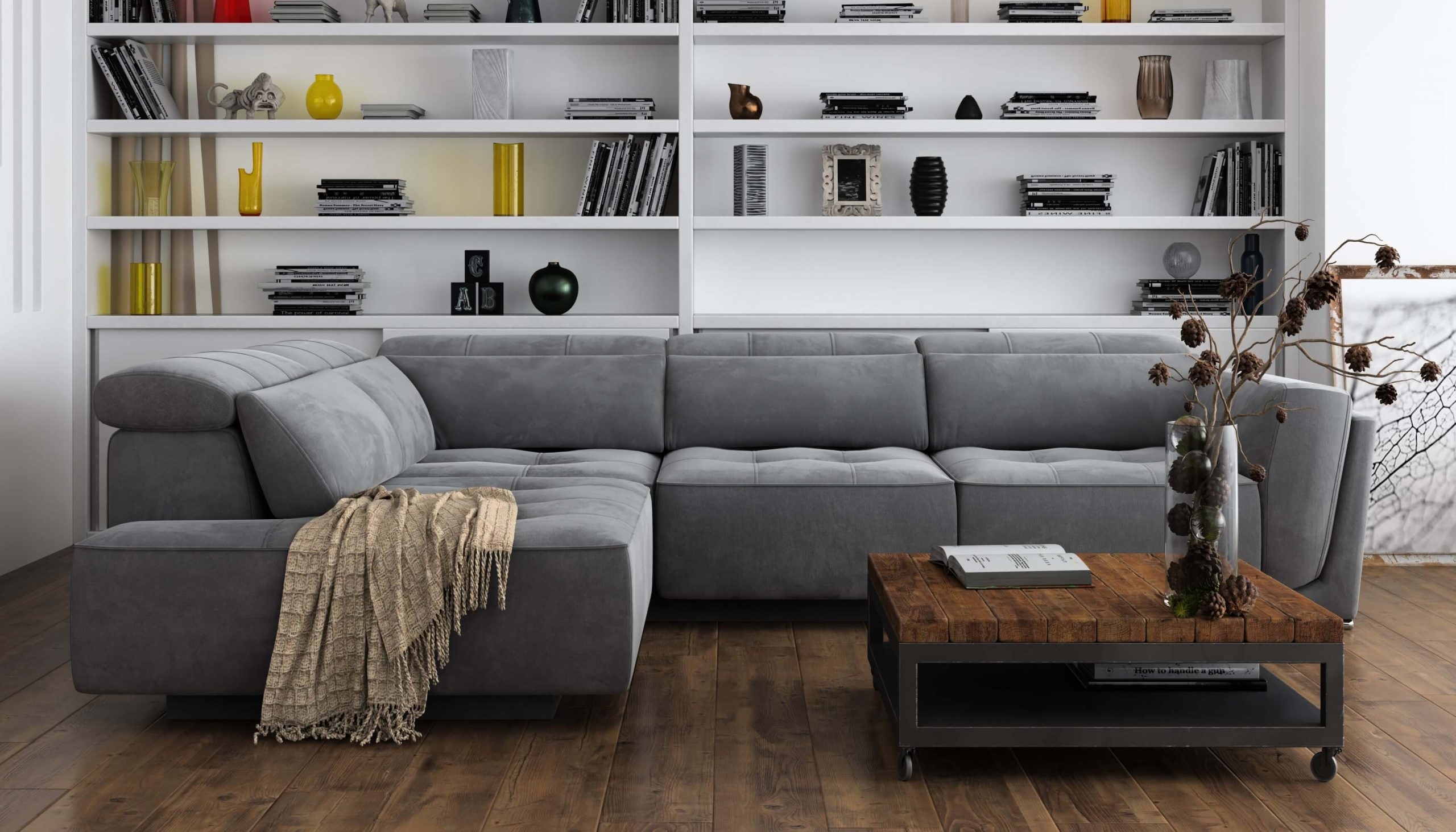Bilbao Fabric L-Shaped Sectional Sofa w/Left Bumper Chaise