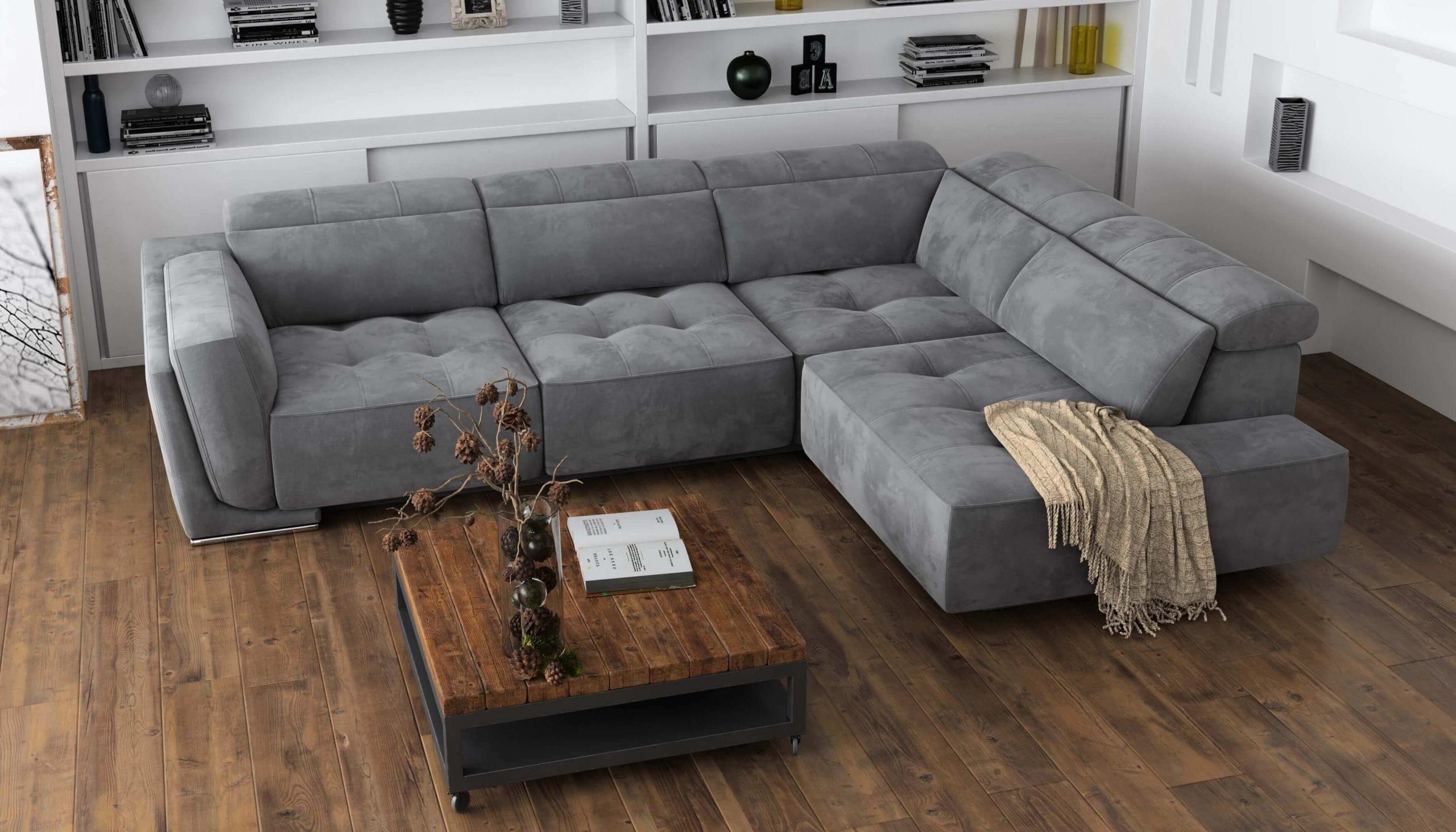 Bilbao Microfiber Fabric L-Shaped Customizable Sectional Sofa