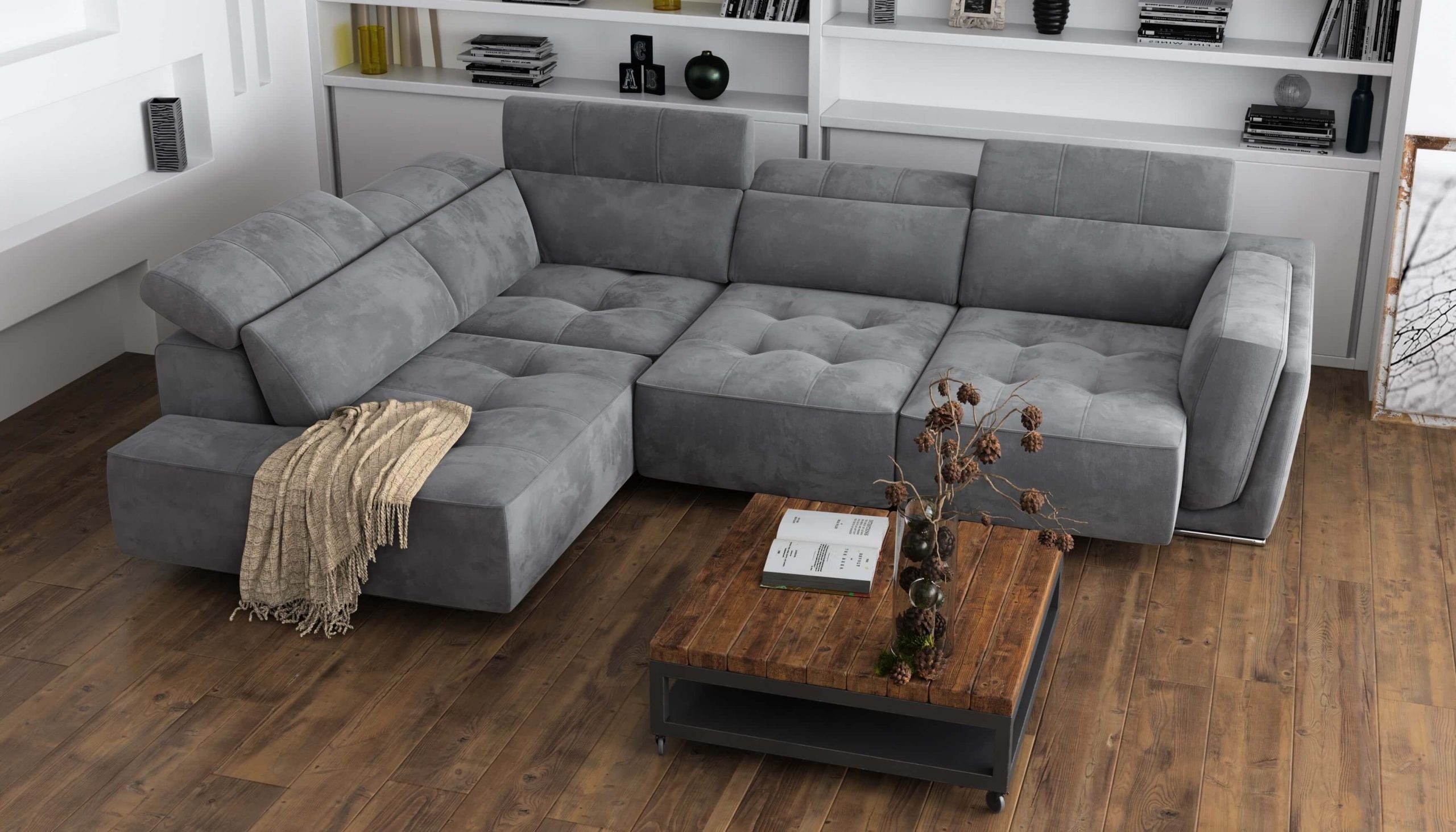 Bilbao Microfiber Fabric L-Shaped Sectional Sofa w/Left Bumper Chaise