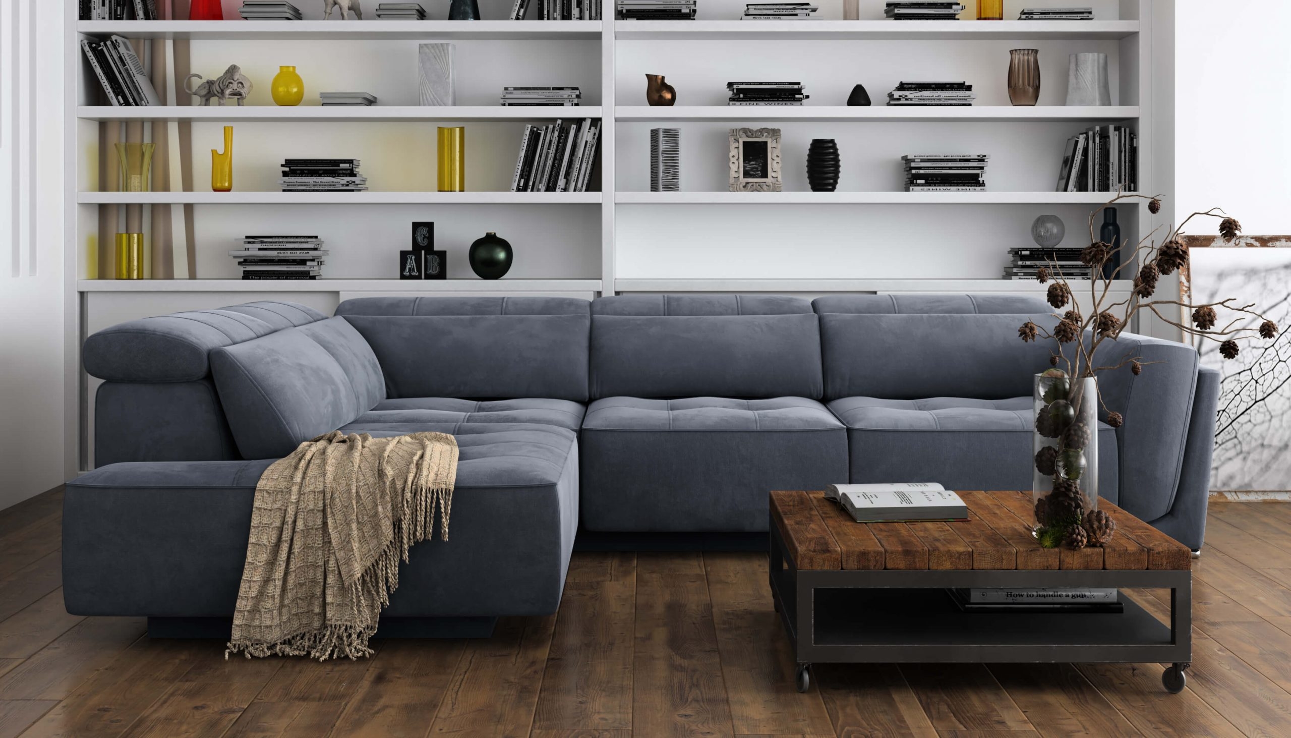 Bilbao Microfiber Fabric L-Shaped Sectional Sofa w/Left Bumper Chaise