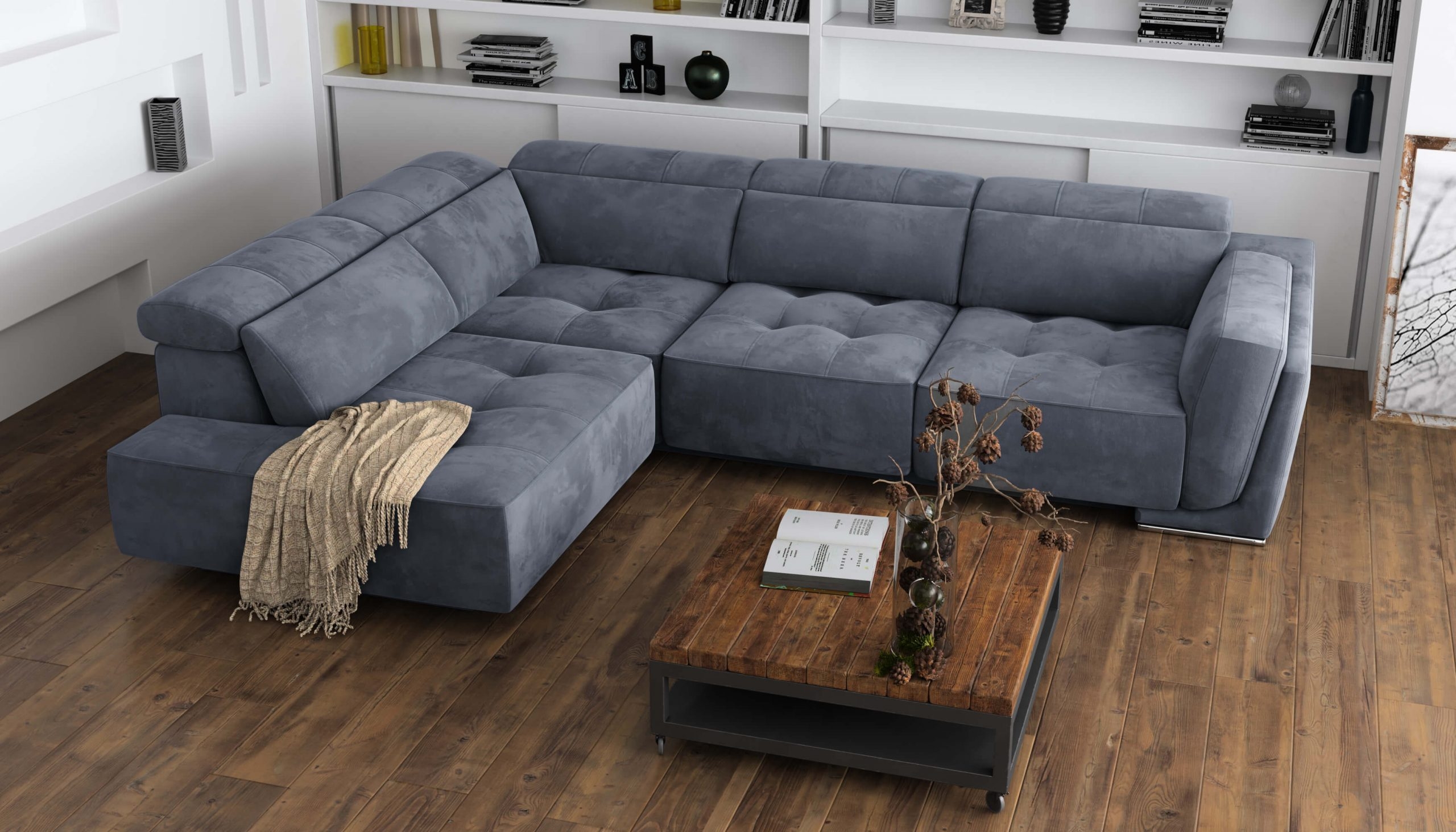 Bilbao Microfiber Fabric L-Shaped Sectional Sofa w/Left Bumper Chaise