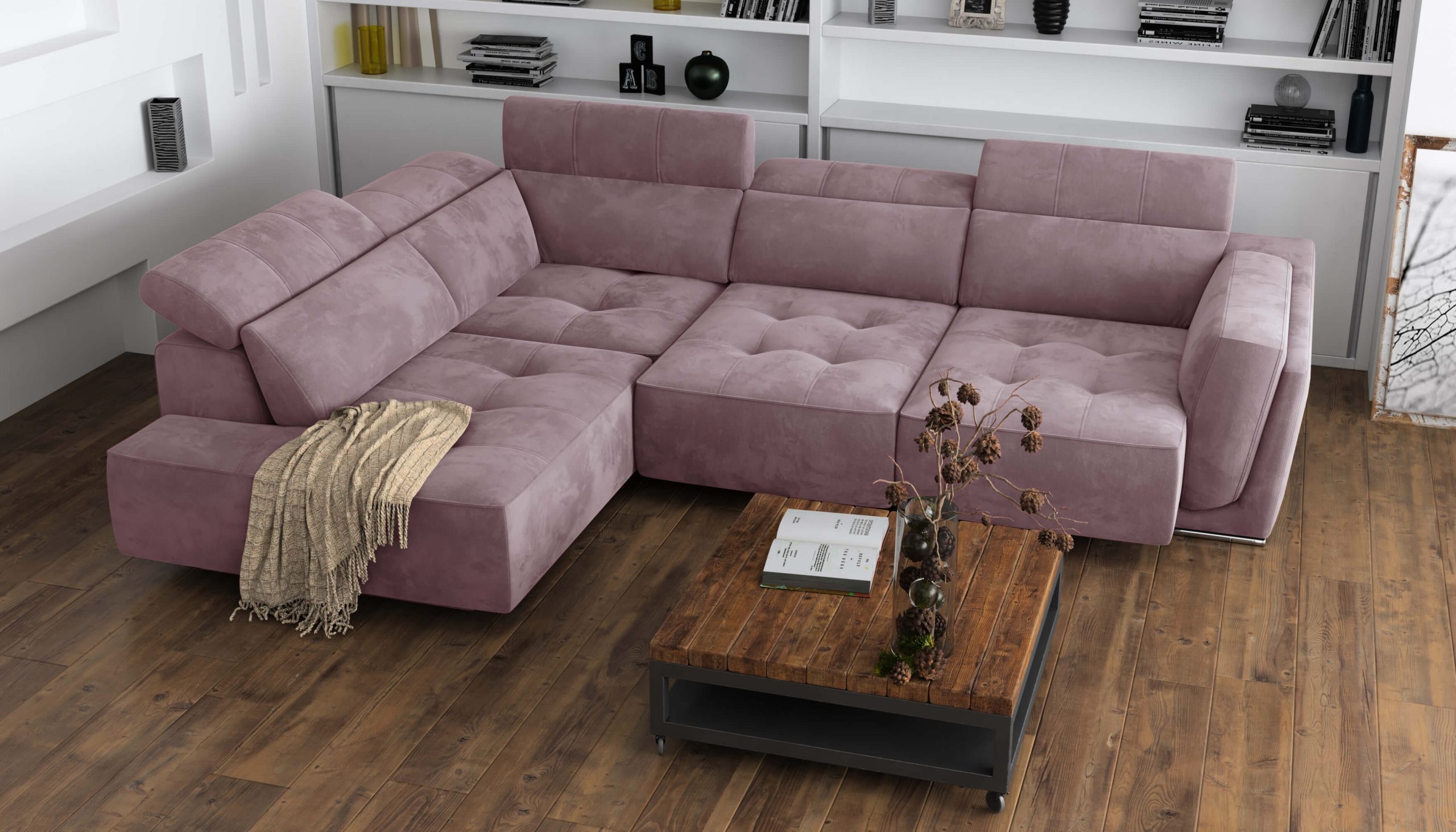 Bilbao Fabric L-Shaped Sectional Sofa w/Left Bumper Chaise