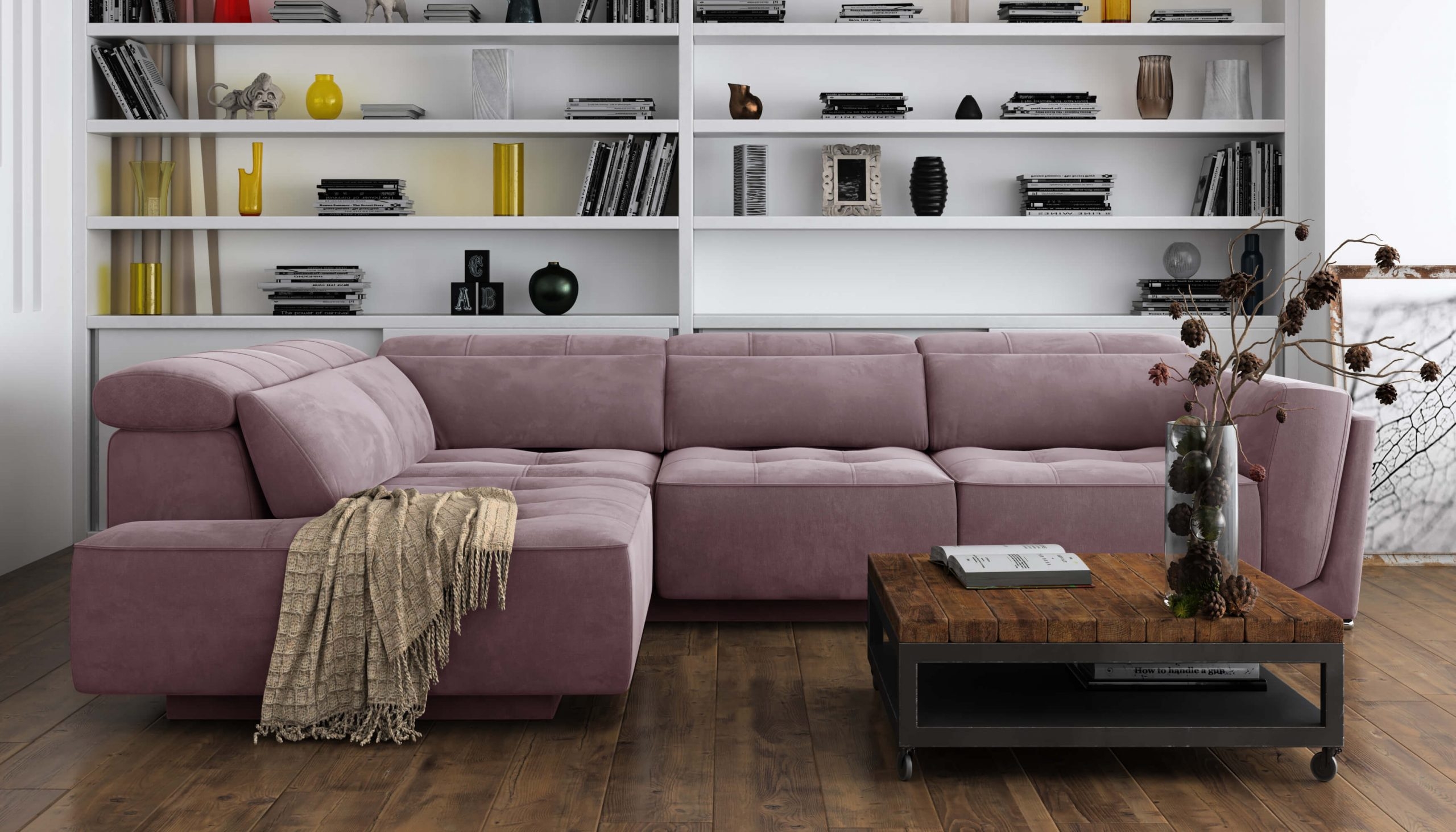 Bilbao Fabric L-Shaped Sectional Sofa w/Left Bumper Chaise