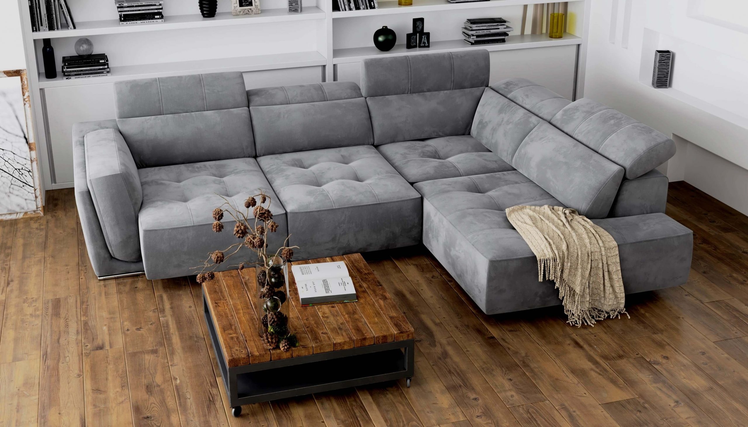 Bilbao Fabric L-Shaped Sectional Sofa w/Right Bumper Chaise