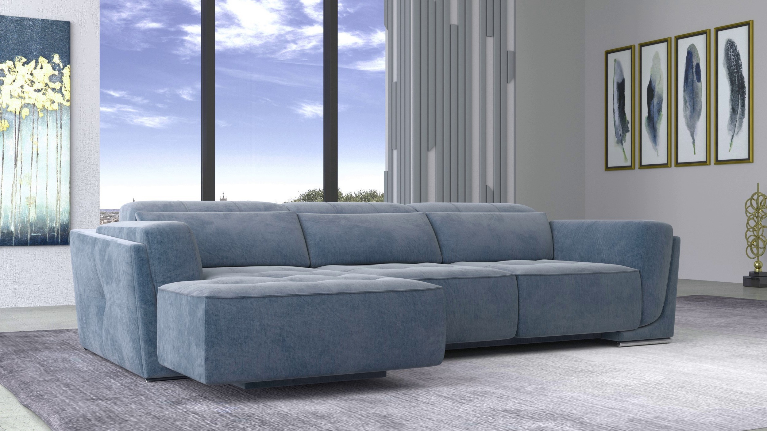 Bilbao Green Sectional Sofa Right Chaise