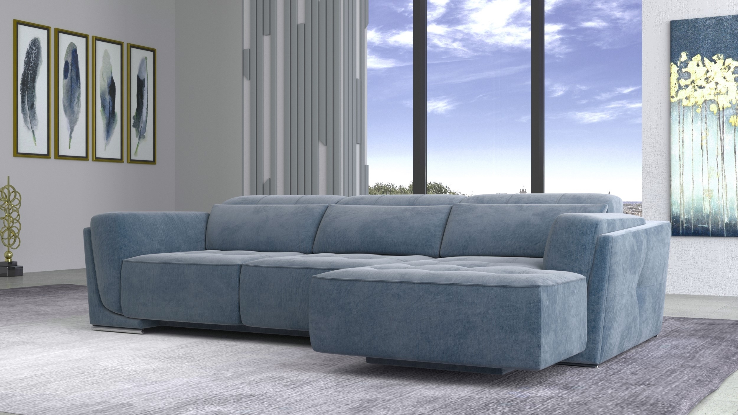 Bilbao Microfiber Fabric L-Shaped Customizable Sectional Sofa