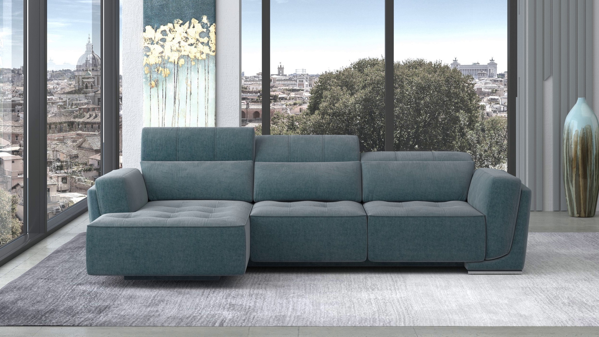Bilbao Green Sectional Sofa Right Chaise