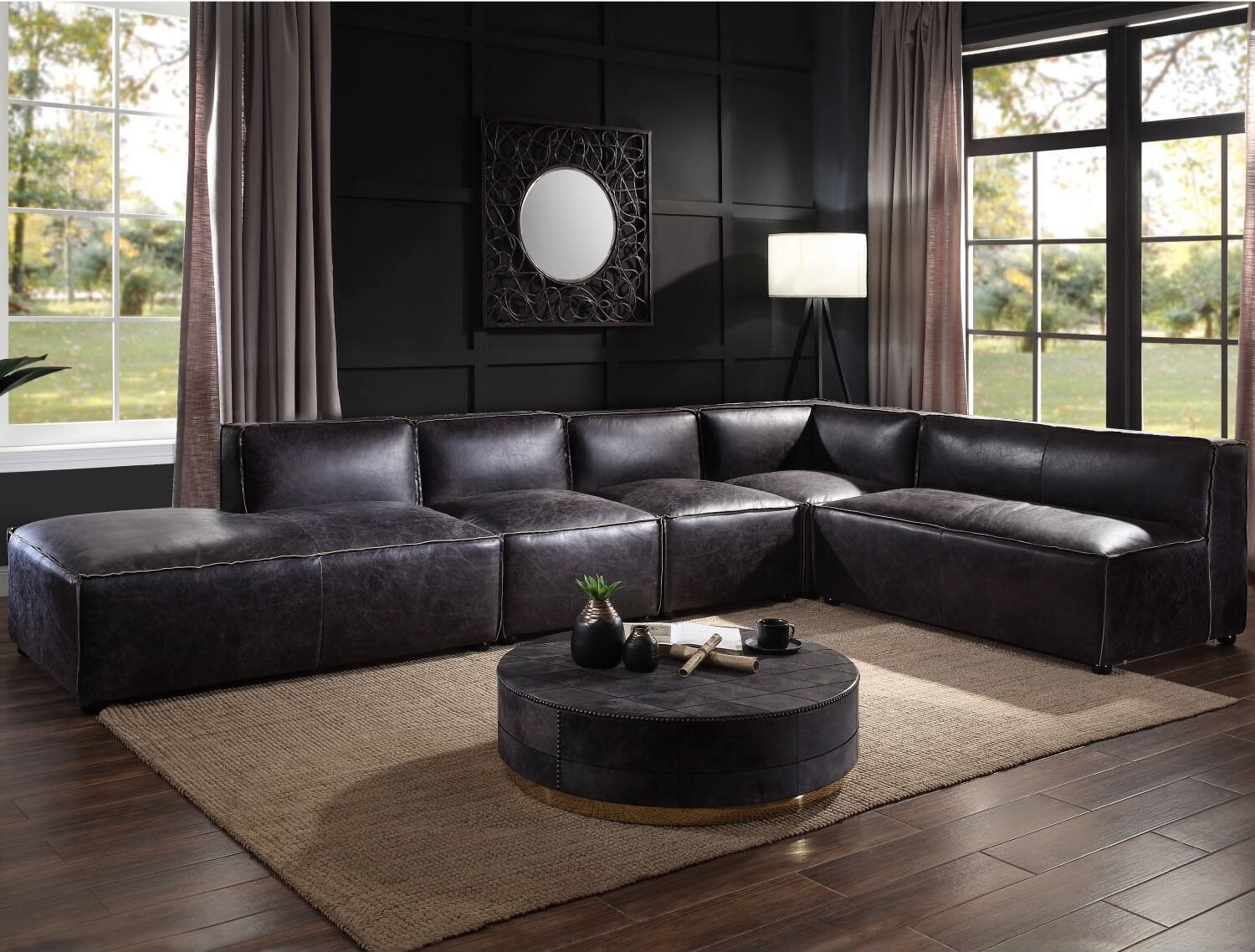 Birdie Top Grain Leather Modular Sectional Sofa