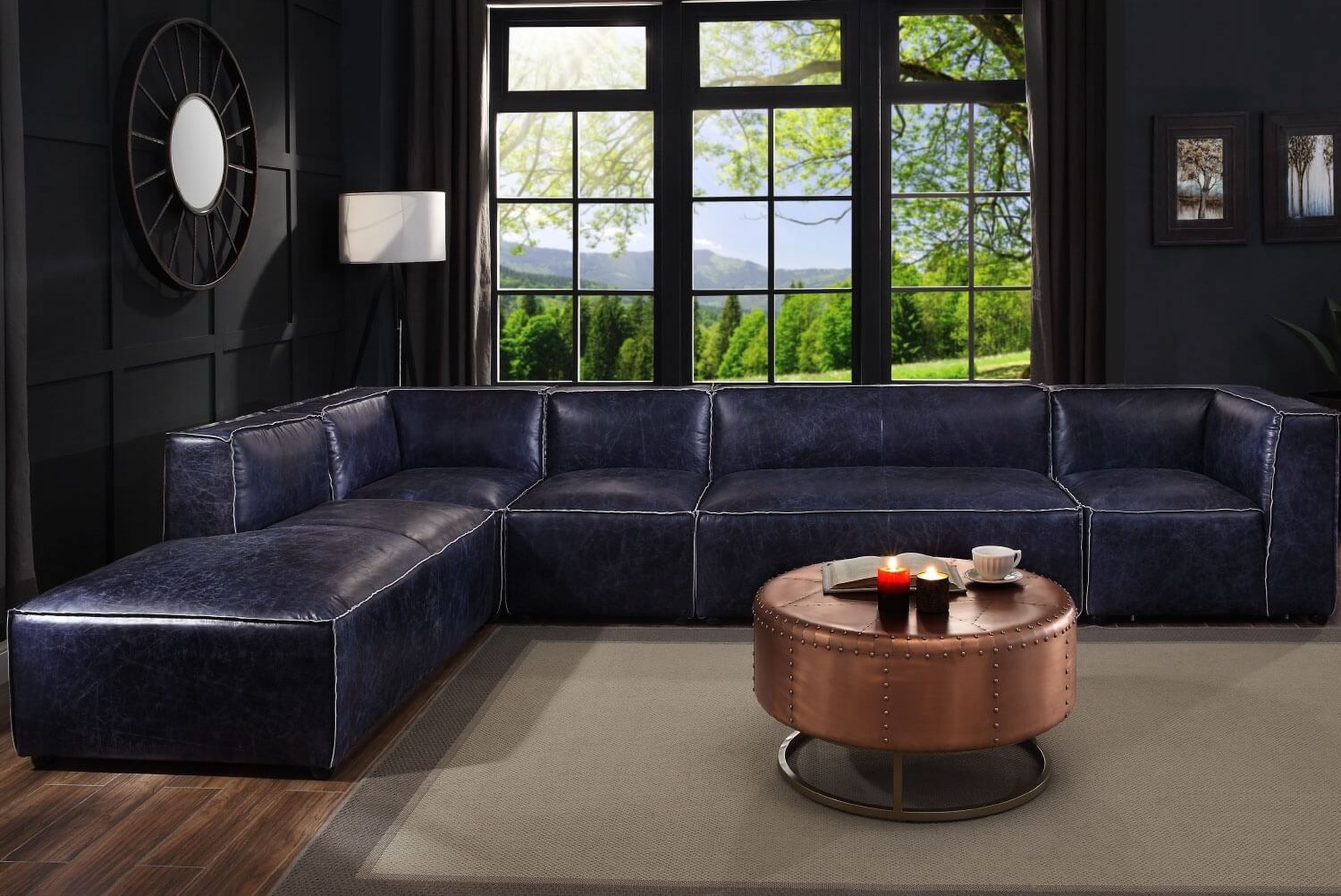 Birdie Top Grain Leather Modular Sectional Sofa
