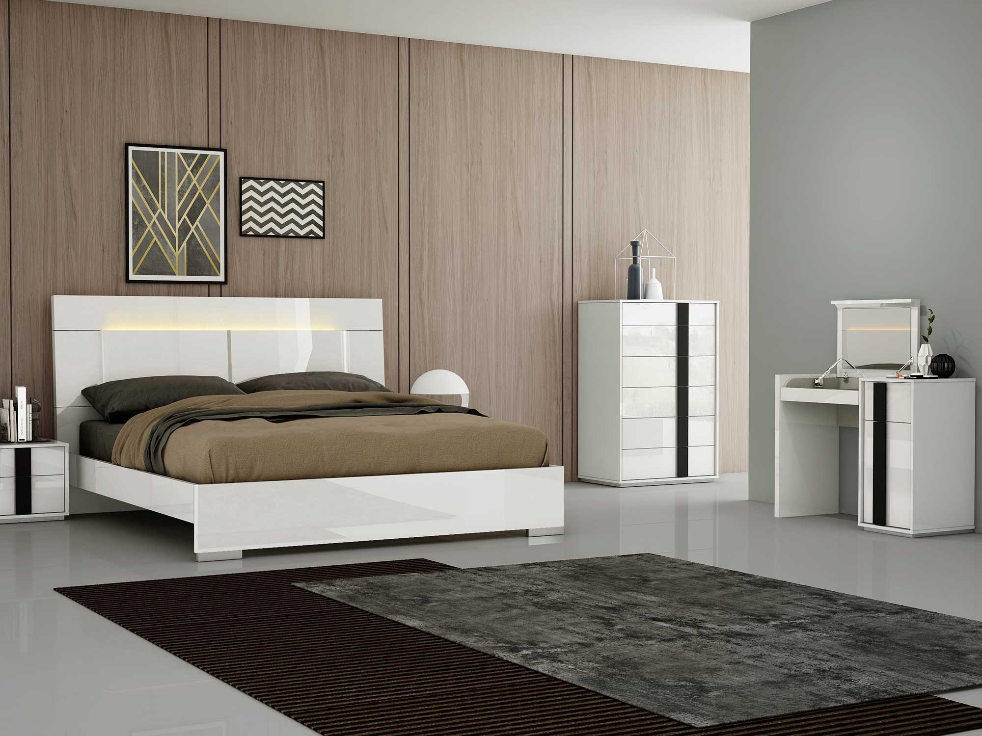 Kimberly Wood King Size Bed w/LED Light