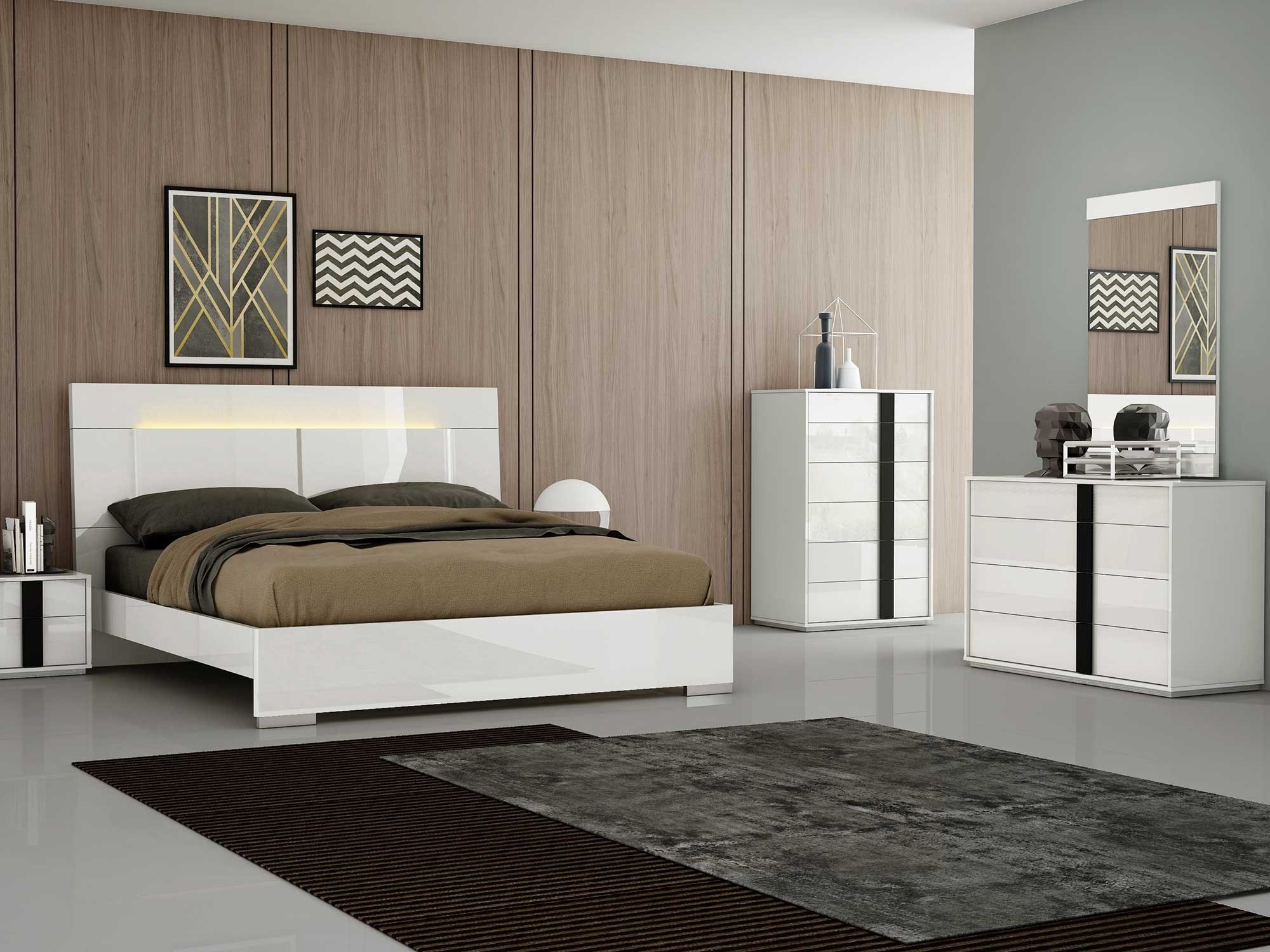Kimberly Wood King Size Bed w/LED Light