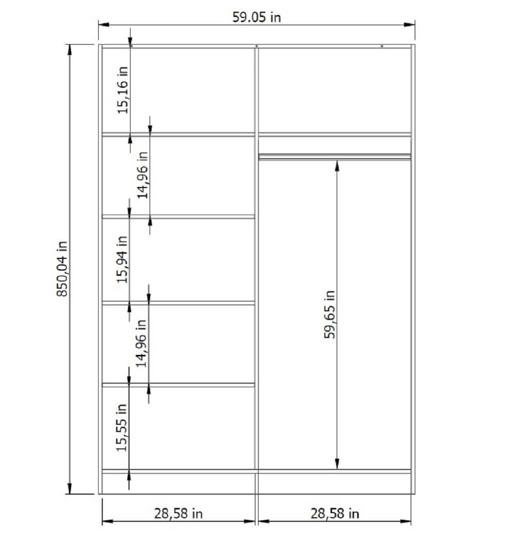Brooklyn 59" Sliding Door Wardrobe Cabinet