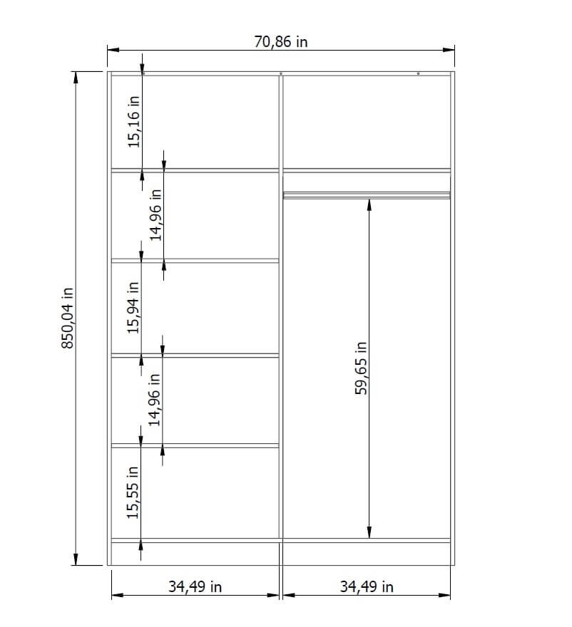 Brooklyn 71" Sliding Door Wardrobe Cabinet