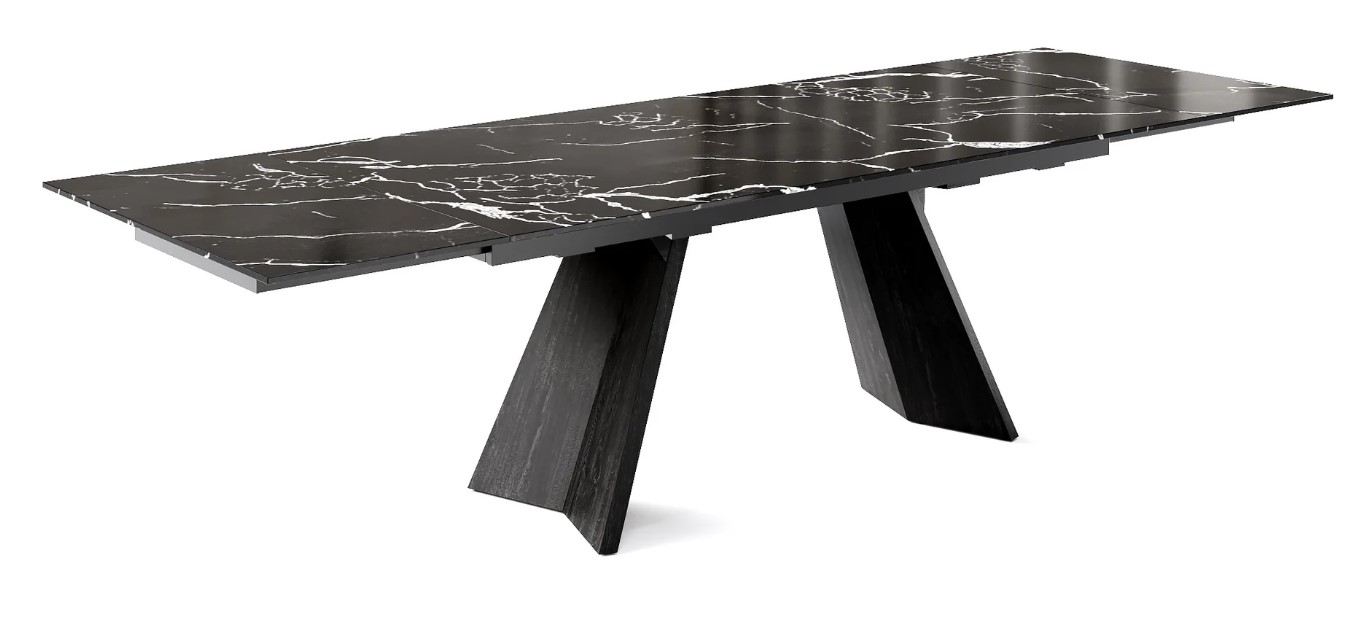 Icaro W78.8"-118.1" Rectangular Ceramic/Wood Veneer Extendable Dining Table