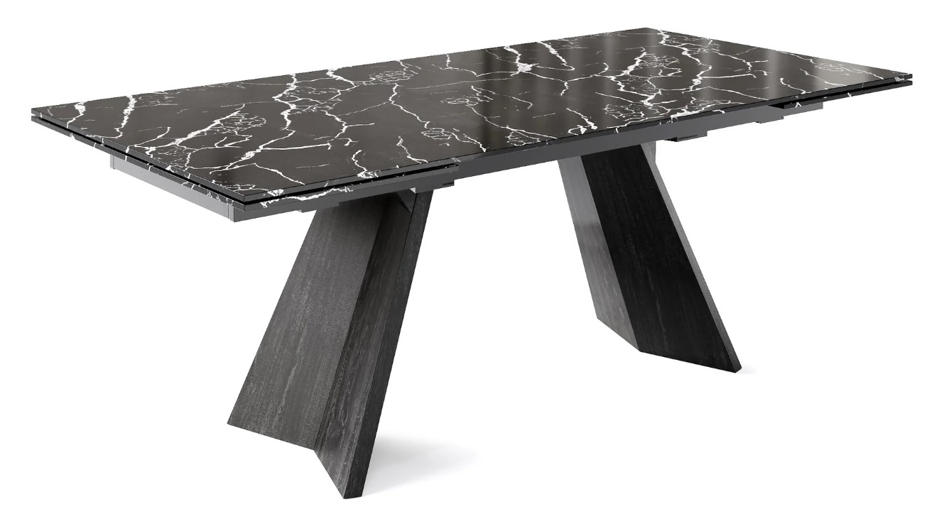 Icaro W78.8"-118.1" Rectangular Ceramic/Wood Veneer Extendable Dining Table