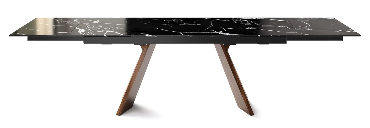 Icaro W78.8"-118.1" Rectangular Ceramic/Wood Veneer Extendable Dining Table