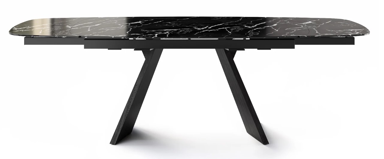 Icaro W65"-95" Rectangular Ceramic/Wood Veneer Extendable Dining Table w/Rounded Corners