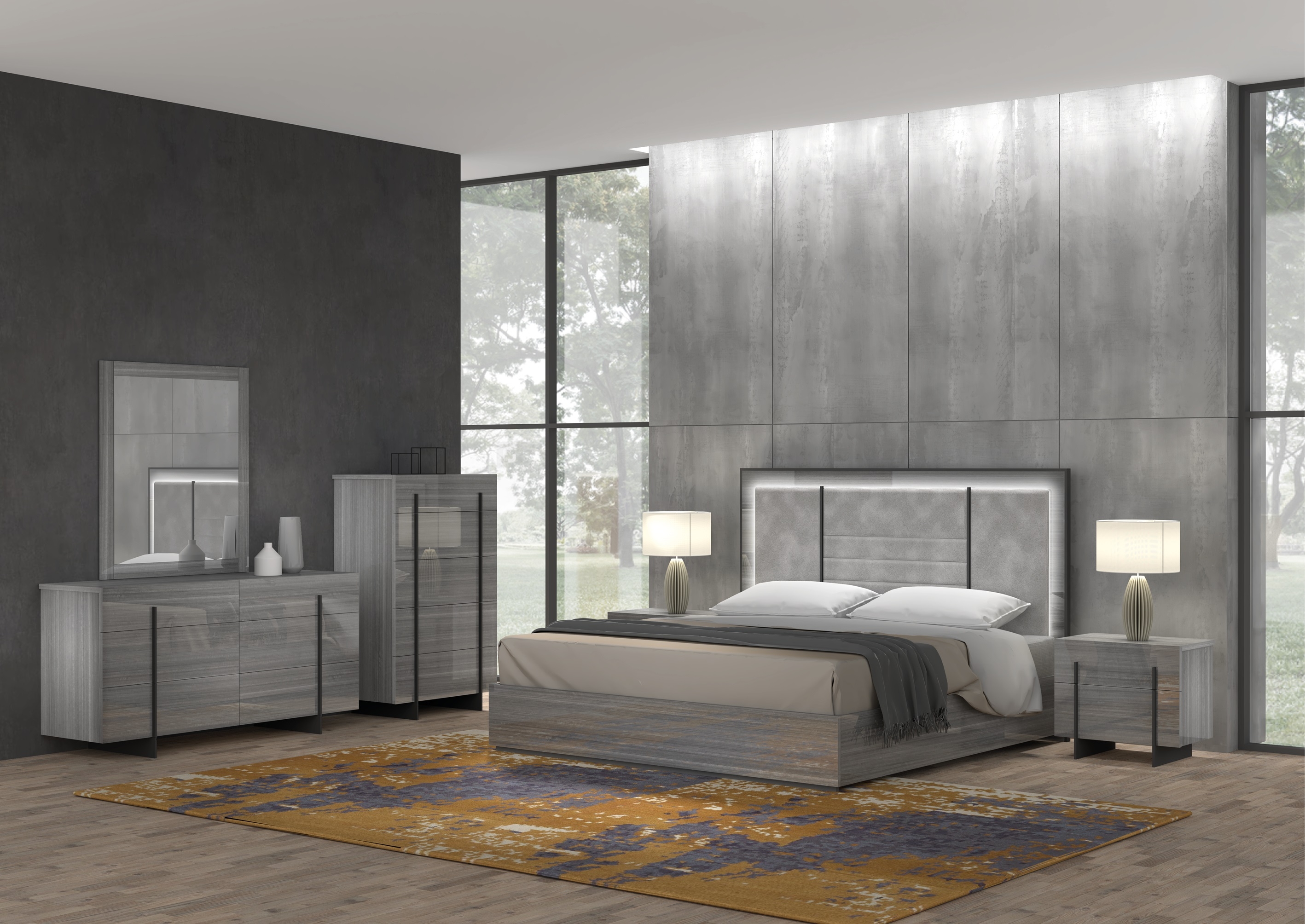 Blade Premium Velvet LED King Size Bed