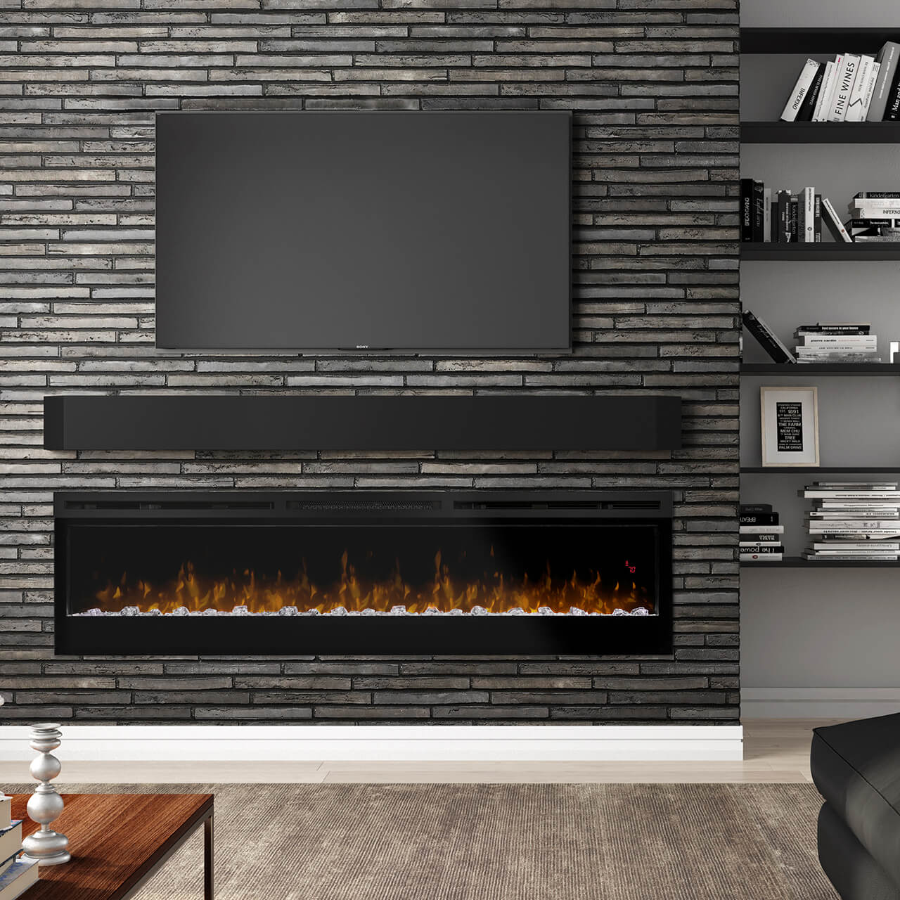 SM Prism Series 74" Wall-mount Electric Fireplace