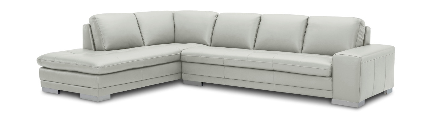 Block Top Grain Leather L-Shape Sectional Sofa