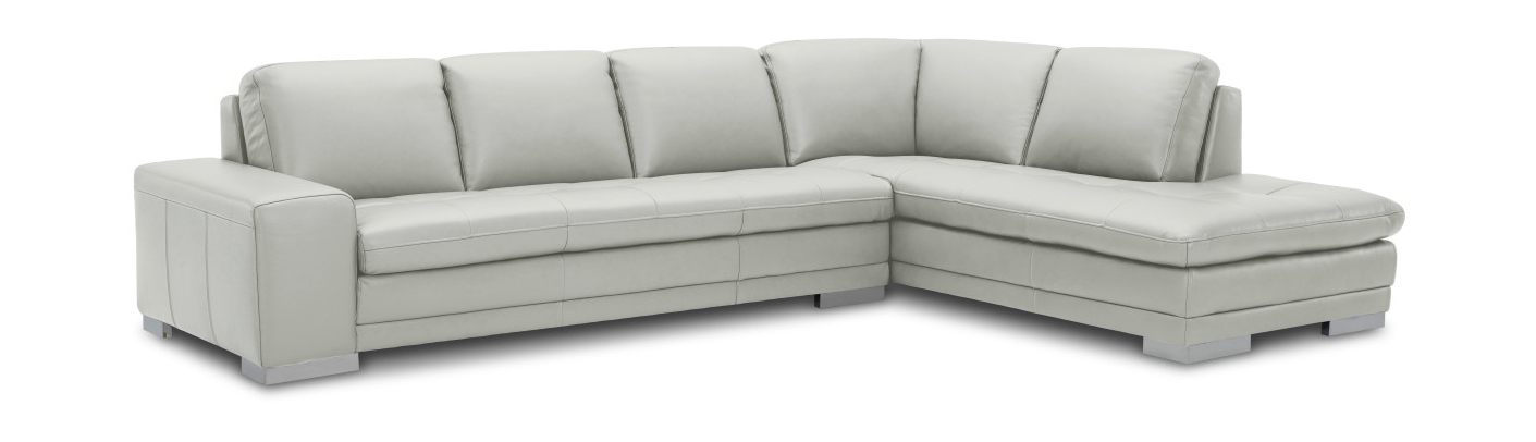 Block Top Grain Leather L-Shape Sectional Sofa