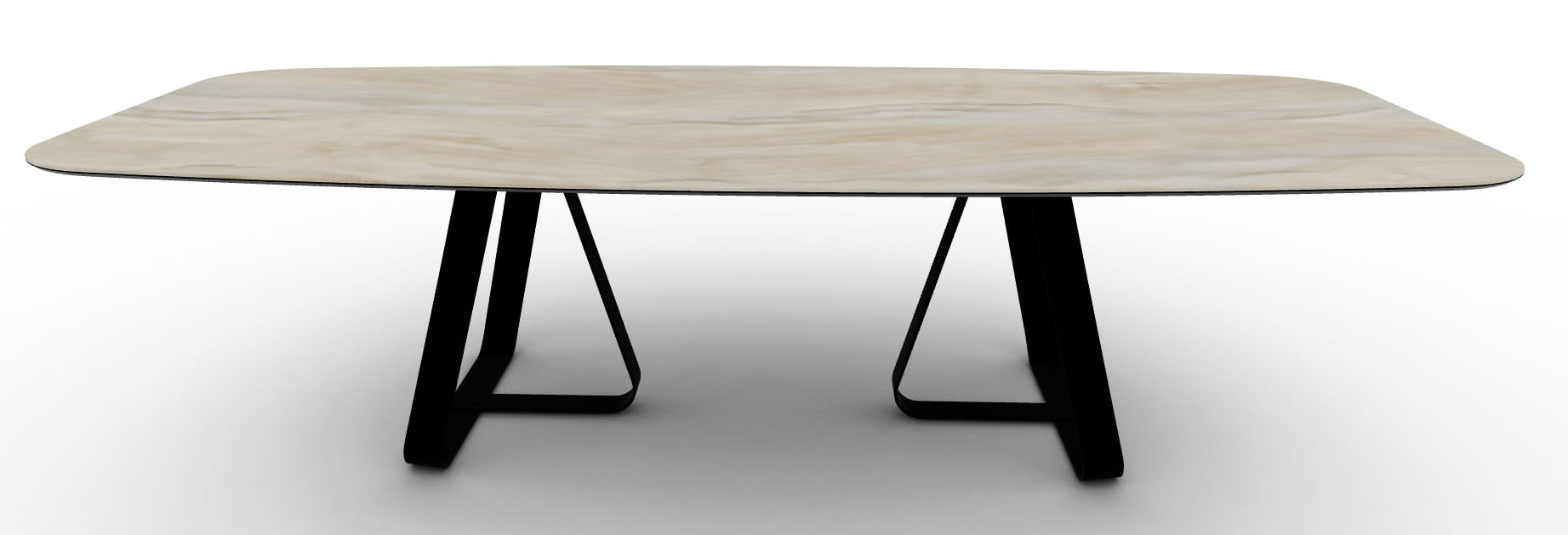 Sunshine W118.1-inch Ceramic/Metal Customizable Elliptical Dining Table