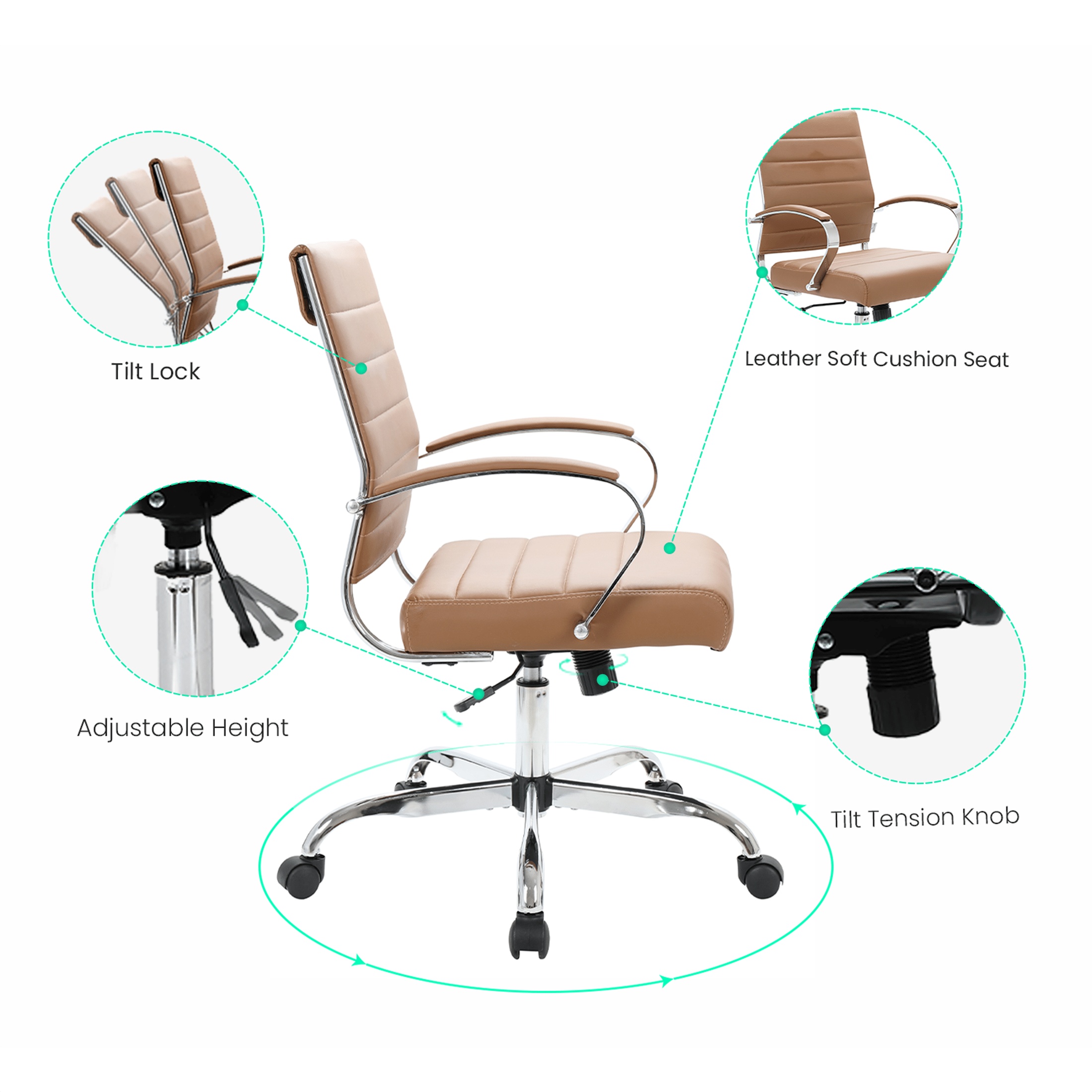 Benmar Home Leatherette Office Chair