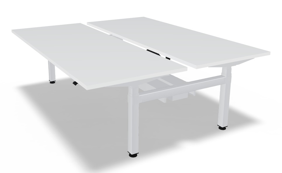 Ogi Drive Twin-Motor Sit-Stand Office 2-Desk Bench w/Common Cable Tray, W78.7" x D66.5"