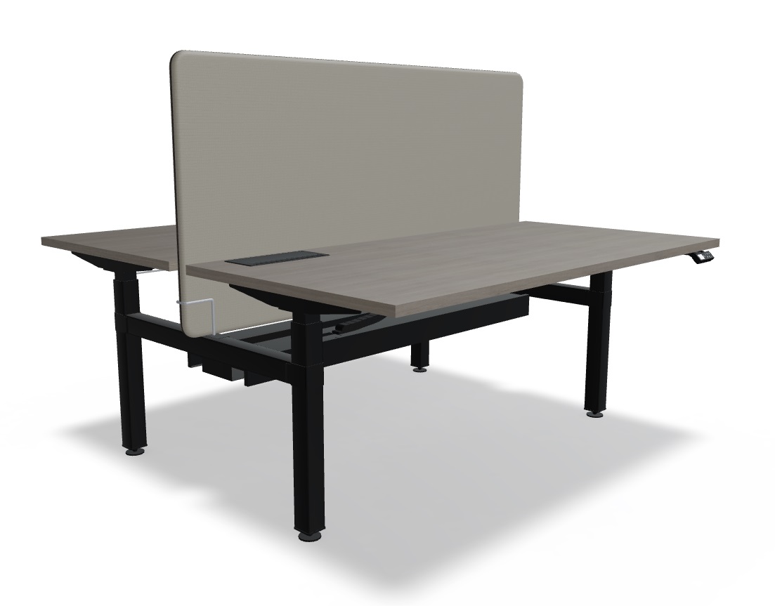 Ogi Drive Single-Motor Sit-Stand Office Bench Desk w/Common Cable Tray, W62.9" x D66.5"