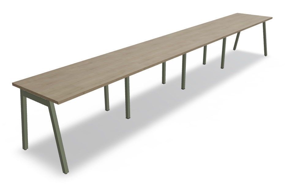 Ogi M Office Single-Row 4-Desk Bench
